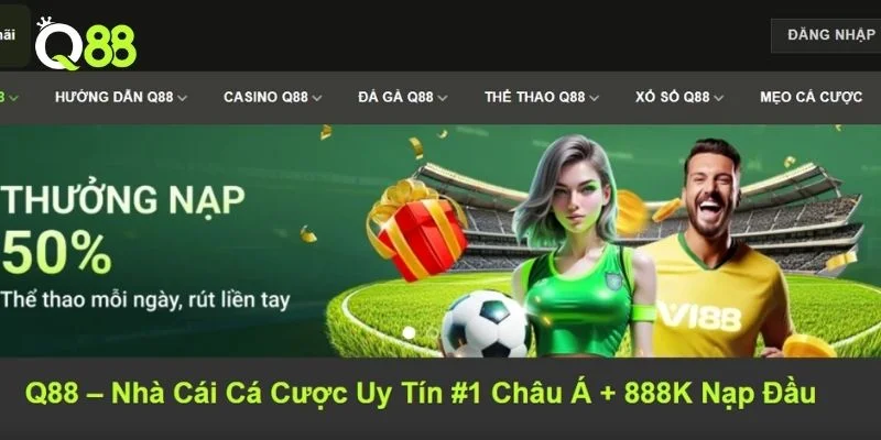 Giao diện nổi bật, hấp dẫn của sàn cược Q88. 